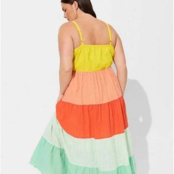 NWT Maxi Tiered Colorblock Dress - Picture 6 of 6